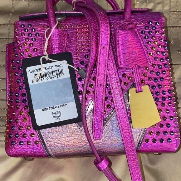 MCM Milla Cyber Studs Tote Bag for Women in Pink exclusive edition - Picture 11 of 11